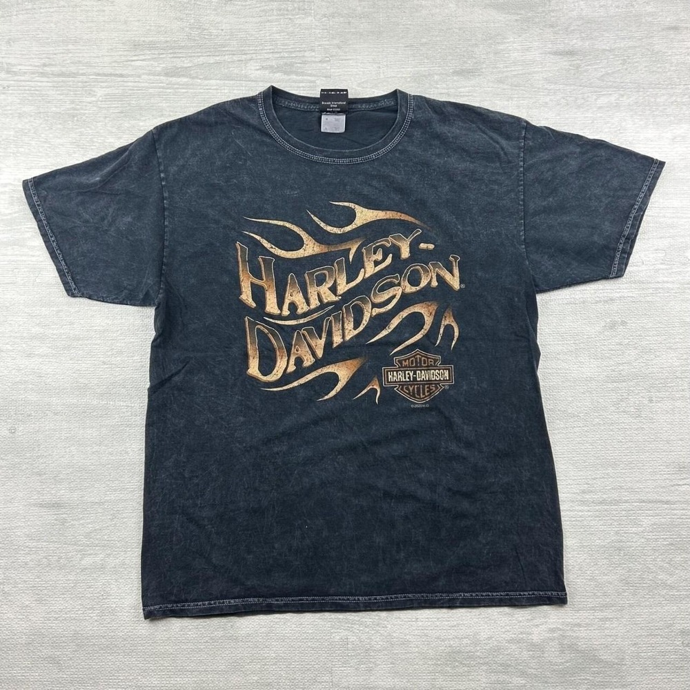 Vintage Harley Davidson Shirt Size Large Gray Sandusky Ohio Biker Mad River